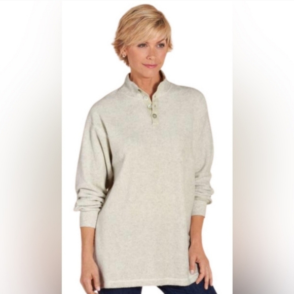Soft Surroundings Women's CUDDLE PULLOVER Light Gray Size Large - Picture 2 of 16